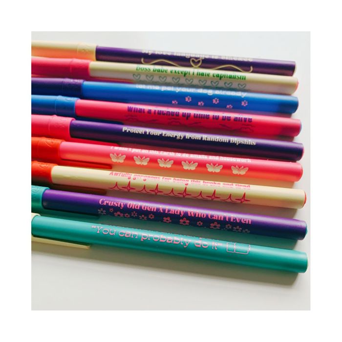 Gen Z Aesthetic Blue Ink Pens | Pens with Funny Sayings