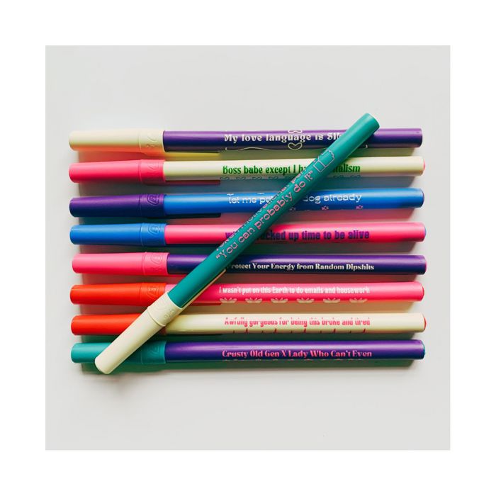 Gen Z Aesthetic Blue Ink Pens | Pens with Funny Sayings