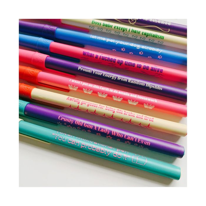 Gen Z Aesthetic Blue Ink Pens | Pens with Funny Sayings