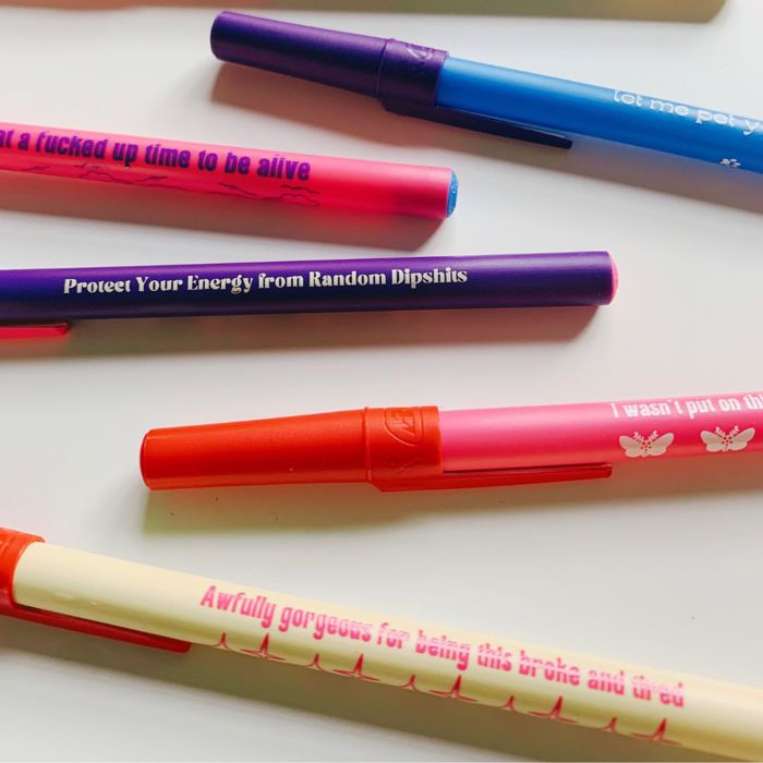 Gen Z Aesthetic Blue Ink Pens | Pens with Funny Sayings