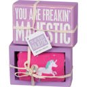 You Are Freakin' Majestic Unicorn Box Sign And Socks Giftable Set Cute and Cozy Accessories | Christmas Holiday Gift Ideas - Stocking Stuffers Under $15
