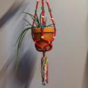 Red Macrame Plant Holder Boho Macrame Plant Hanger Flowerpot | Plant Lady Plant Lover Gifts Botanical Nature Lover