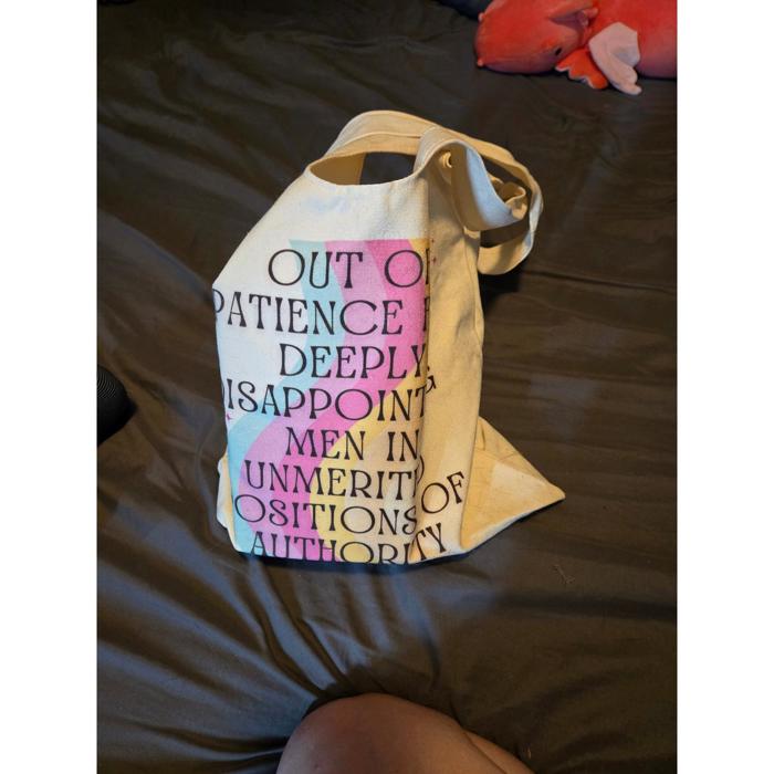 Funny Slouchy Canvas Tote Bags with Humorous Slogans