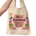 I'm a Boomer But Not the Fox News Kind Funny Slouchy Canvas Tote Bags with Humorous Slogans