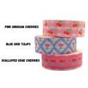 Pink Gingham Cherries Y2K Dopamine Washi Tape | Aesthetic Cherry & Tulip Decorative Masking Tape