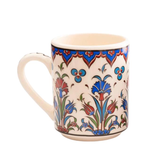Boxed Gift Set of 4 Handmade Mugs - Turkish Flowers, Hand Painted
