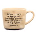 She Is Clothed in Leggings Funny Bible Quote Mug "She Is Clothed In Leggings & Eats Without Fear Of The Future" Stocking Stuffer Gift Funny Mug | Stoneware Coffee Tea Mug | 15oz.