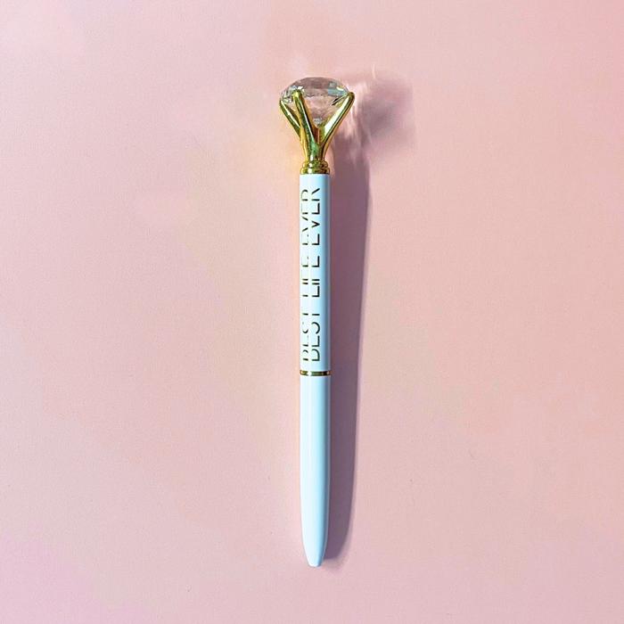 Luxury Gem Pen in Gift Box  - Diamond Pen Cute Stocking Stuffer Gift for Her - Sealed With a Kiss, Warrior, Live Your Best Life