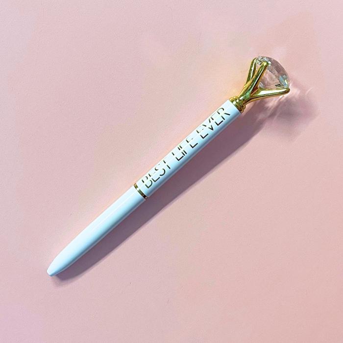 Luxury Gem Pen in Gift Box  - Diamond Pen Cute Stocking Stuffer Gift for Her - Sealed With a Kiss, Warrior, Live Your Best Life
