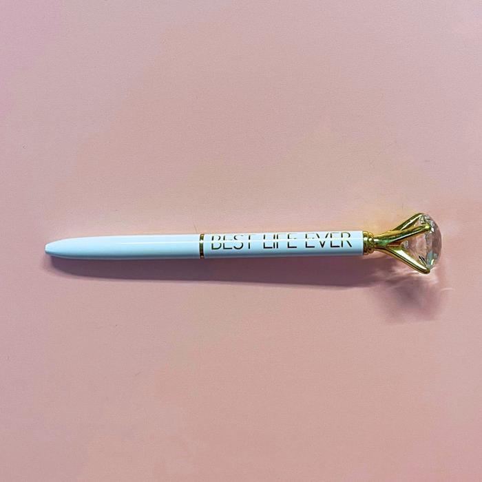 Luxury Gem Pen in Gift Box  - Diamond Pen Cute Stocking Stuffer Gift for Her - Sealed With a Kiss, Warrior, Live Your Best Life