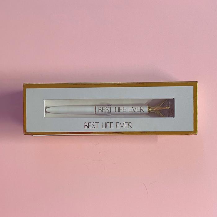 Luxury Gem Pen in Gift Box  - Diamond Pen Cute Stocking Stuffer Gift for Her - Sealed With a Kiss, Warrior, Live Your Best Life