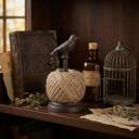 Garden Bird Twine Holder with Antique Metal Bird Rustic Bird Decor Collection | Farmhouse Bird Garden Decor