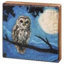 Moody Owl Wooden Block Sign Celestial Decor | Sun Moon Home Accents