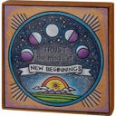 Trust The Magic Of New Beginnings Celestial Block Sign Celestial Decor | Sun Moon Home Accents