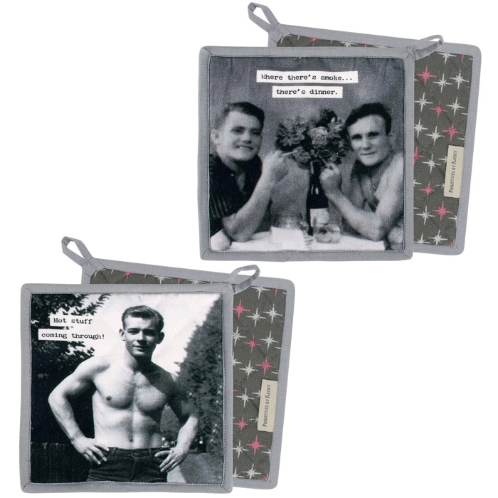 Retro Pot Holder Sets with Funny Quotes