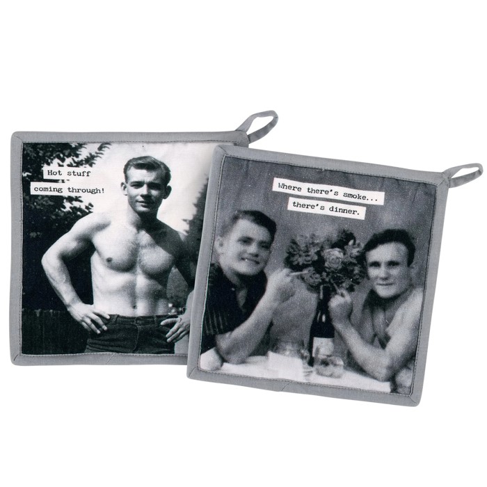 Retro Pot Holder Sets with Funny Quotes
