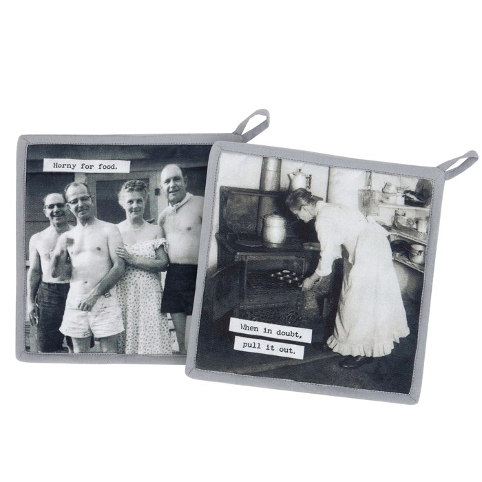 Retro Pot Holder Sets with Funny Quotes