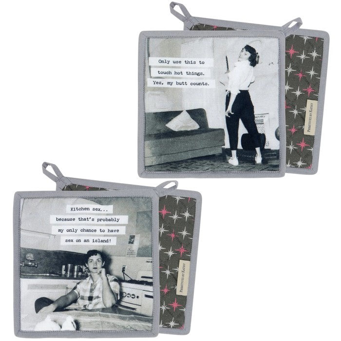 Retro Pot Holder Sets with Funny Quotes