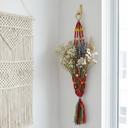 Red Macrame Plant Holder Boho Macrame Plant Hanger Flowerpot | Plant Lady Plant Lover Gifts Botanical Nature Lover