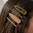Olive/Camo Barrette Set | Hair Clips in Olive Camo & Black/Nude