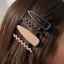 Black/Brown Barrette Set | Hair Clips in Olive Camo & Black/Nude