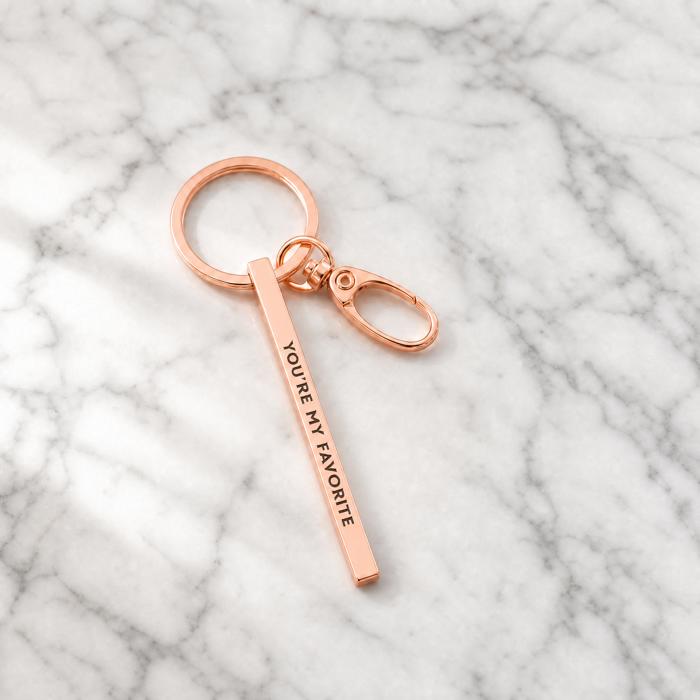Gold Bar Skinny Keychains - Metal Quote Key Holder