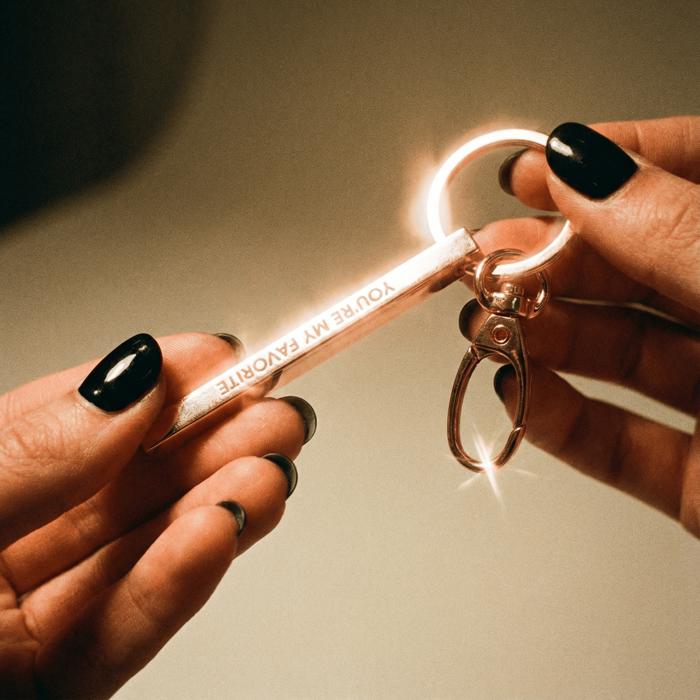 Gold Bar Skinny Keychains - Metal Quote Key Holder