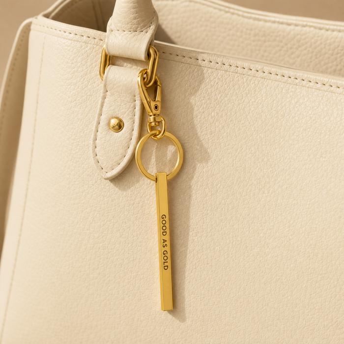 Gold Bar Skinny Keychains - Metal Quote Key Holder