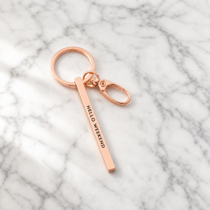 Gold Bar Skinny Keychains - Metal Quote Key Holder