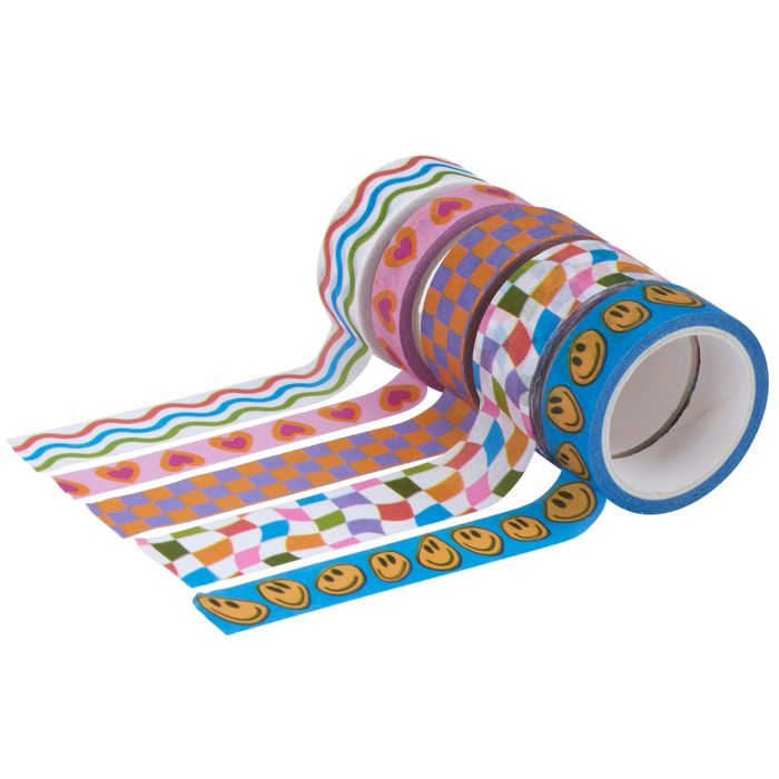 Retro Washi Tapes Set | 80's Smiley Heart Craft Scrapbooking Tapes