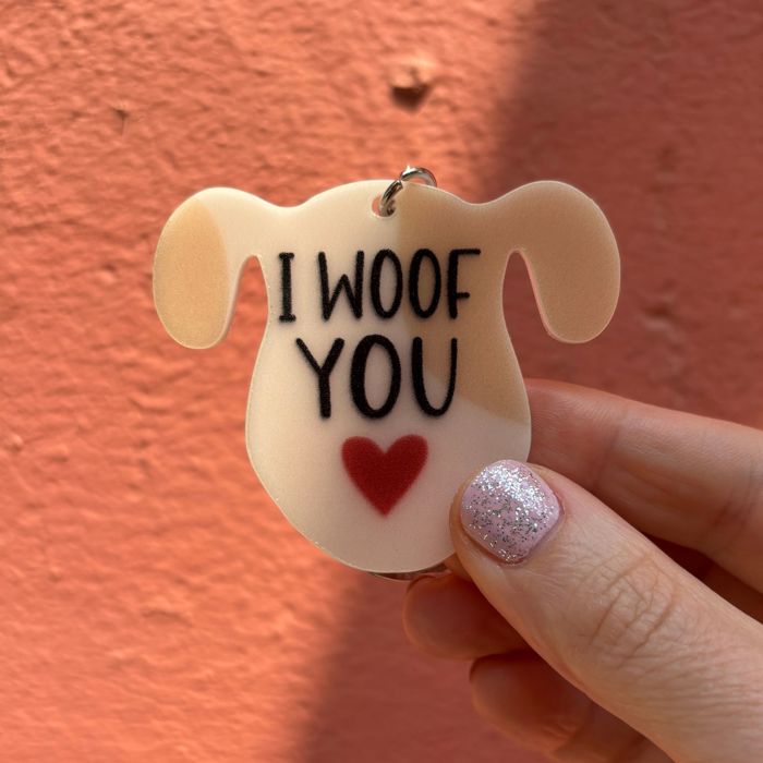 Dog and Cat Themed Acrylic Keychains | 5 Style Options | Rescue Is My Favorite Breed, I Woof You & Puppy Lover