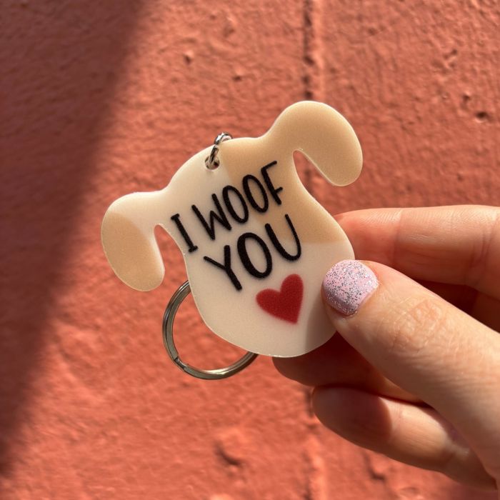 Dog and Cat Themed Acrylic Keychains | 5 Style Options | Rescue Is My Favorite Breed, I Woof You & Puppy Lover