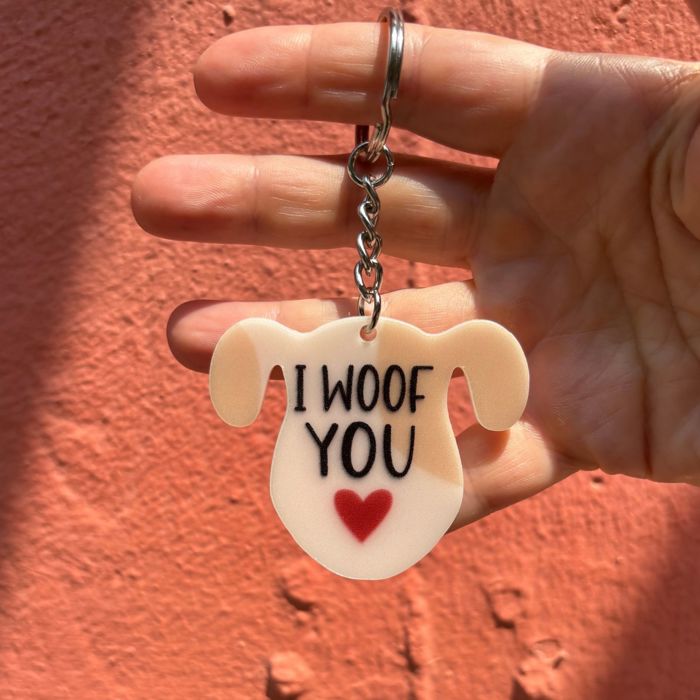 Dog and Cat Themed Acrylic Keychains | 5 Style Options | Rescue Is My Favorite Breed, I Woof You & Puppy Lover