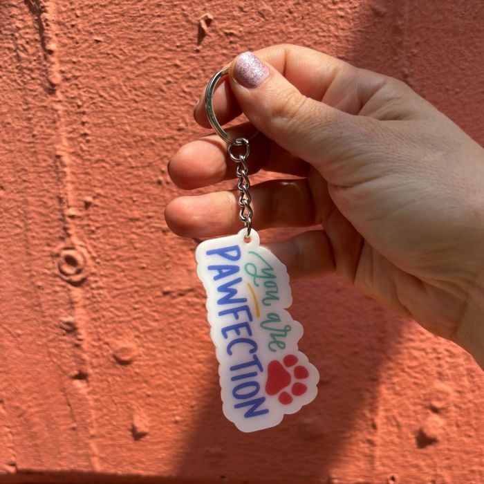 Dog and Cat Themed Acrylic Keychains | 5 Style Options | Rescue Is My Favorite Breed, I Woof You & Puppy Lover