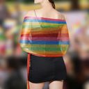 Shimmer Mesh Pride Scarf Wrap in Rainbow Stripe | Unisex Summer Shawl LGBTQ Pride