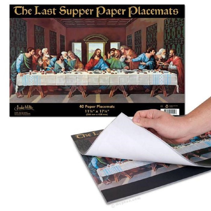 3 Packs of Jesus Last Supper Paper Placemats (40 per pack) | Funny Peel-Off Pad for a Biblical Feast at Home