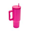  40 oz Raspberry Monochrome Tumbler with Handle and Straw Lid | Cup Holder Friendly Insulated Stainless Steel Travel Mug