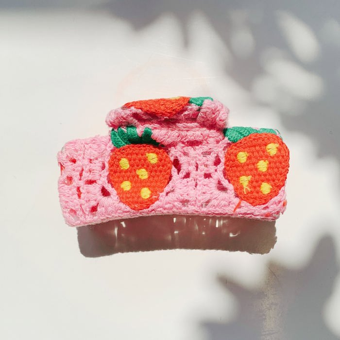Strawberry Granny Square Hair Claw | Claw Clip Grandmothers Mothers Gift
