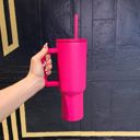  40 oz Raspberry Monochrome Tumbler with Handle and Straw Lid | Cup Holder Friendly Insulated Stainless Steel Travel Mug