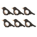 Pack of 6 Crow Napkin Ring | Wooden Sculpted Black Bird Serviette Ring Table Napkin Holder | 4" x 2.75"
