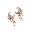  Witchy Moon Earrings | Gold Ivory Crescent and Star Drop Earrings