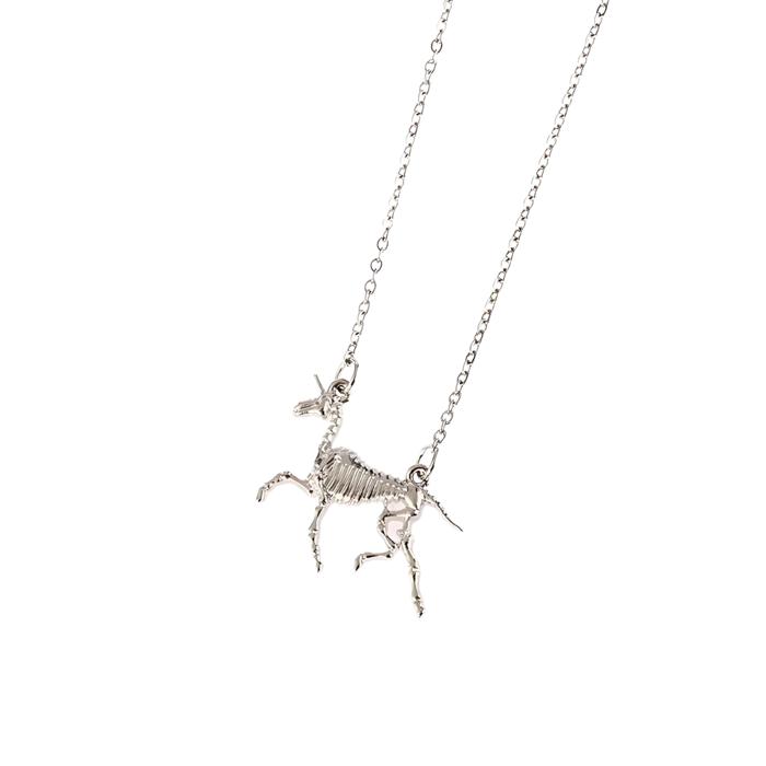 Unicorns Are Real Fossil Necklace in Gold or Silver | Skeleton Goth