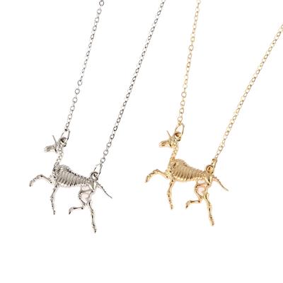 Unicorns Are Real Fossil Necklace in Gold or Silver | Skeleton Goth