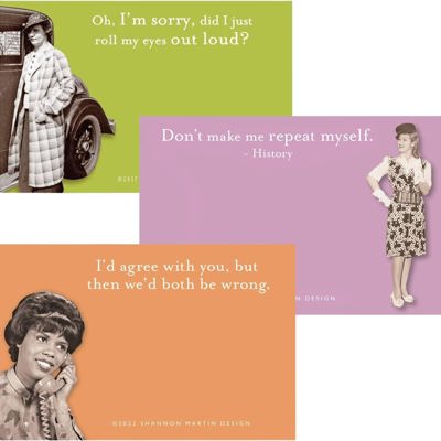 Roll My Eyes Out Loud, Don't Make Me Repeat Myself, Agree with You Sticky Notes Set Memo Pads Strong Adhesive | 2-7/8 x 4-3/8 inches | Pack of 3