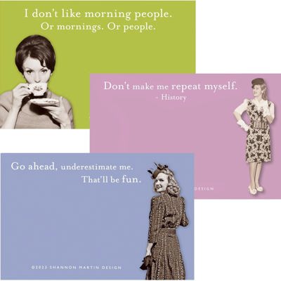 I Don't Like Morning People, Don't Make Me Repeat Myself, Underestimate Me Sticky Notes Set Memo Pads Strong Adhesive | 2-7/8 x 4-3/8 inches | Pack of 3