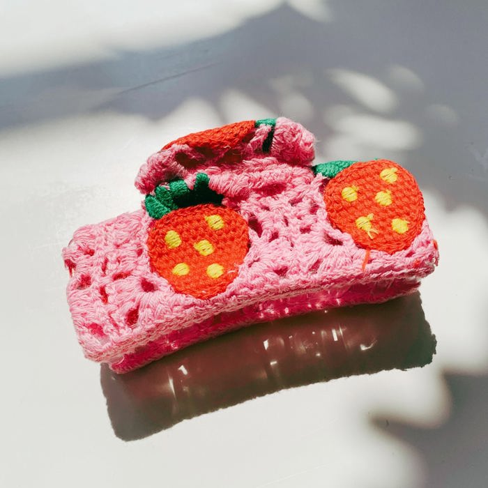 Strawberry Granny Square Hair Claw | Claw Clip Grandmothers Mothers Gift