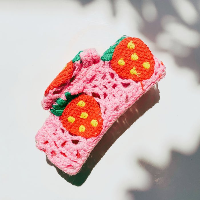 Strawberry Granny Square Hair Claw | Claw Clip Grandmothers Mothers Gift