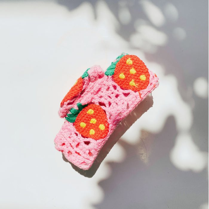 Strawberry Granny Square Hair Claw | Claw Clip Grandmothers Mothers Gift