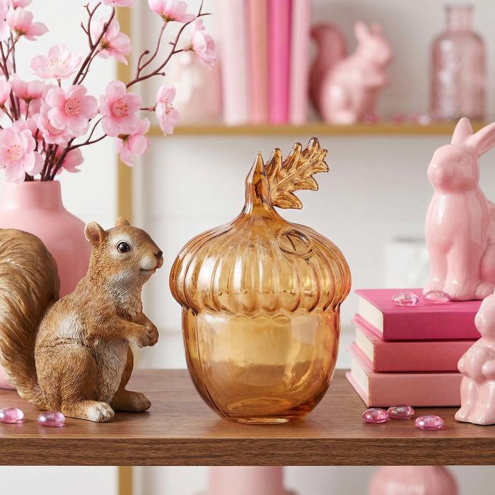 Acorn Glass Bud Vase | Fall Seasonal Decorative Mini Vase | 3" x 4.25" x 2.75"