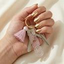  XOXO Acrylic Keychain with Tassel | Cute Gold Tone Key Ring Gift Accessory